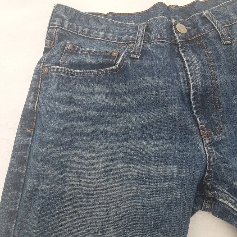 Bullhead Jeans Mens 32x34 Blue Denim Rincon Straight Whisker Distressed